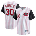 C.Reds #30 Ken Griffey Player White Black Stripe Field of Dreams Game Home Gdoa Stitched Jerseys