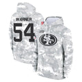 SF.49ers #54 Fred Warner Player Arctic Camo Limited Salute to Service Pullover Hoodies Game Gdoa Stitched Jerseys