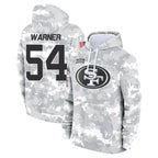 SF.49ers #54 Fred Warner Player Arctic Camo Limited Salute to Service Pullover Hoodies Game Gdoa Stitched Jerseys