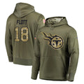 T.Titans #18 Cor'Dale Flott Player Olive Salute to Service Pullover Hoodies Home Game Gdoa Stitched Jerseys