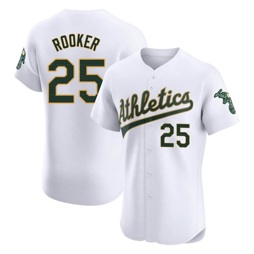 Athletics #25 Brent Rooker Player White Limited Elite Home Game Gdoa Stitched Jerseys