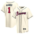 A.Braves #1 Ozzie Albies Player Cream Home Game Gdoa Stitched Jerseys