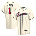 A.Braves #1 Ozzie Albies Player Cream Home Game Gdoa Stitched Jerseys