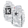 D.Cowboys #13 Caleb Downs Player Arctic Camo Salute to Service Hoodies Limited Game Gdoa Stitched Jerseys