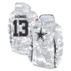 D.Cowboys #13 Caleb Downs Player Arctic Camo Salute to Service Hoodies Limited Game Gdoa Stitched Jerseys