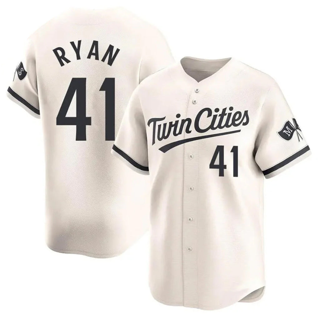 M.Twins #41 Joe Ryan Player Cream Home Limited Fdoa Stitched Jerseys