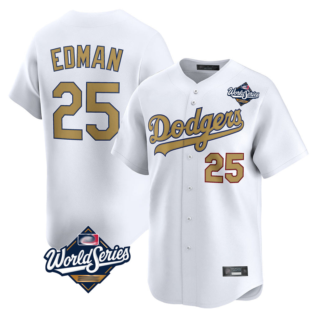LA.Dodgers #25 Tommy Edman Player Gold World Series Collection Limited Home Fdoa Stitched Jerseys