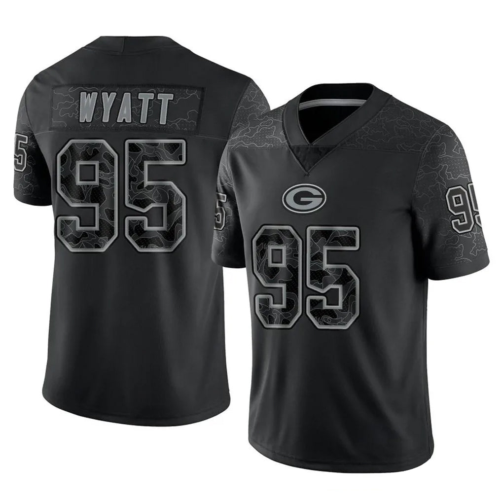 GB.Packers #95 Devonte Wyatt Player Black Reflective Limited Home Game Gdoa Stitched Jerseys