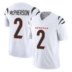 C.Bengals #2 Evan McPherson Player White Vapor F.U.S.E. Limited Home Game Gdoa Stitched Jerseys