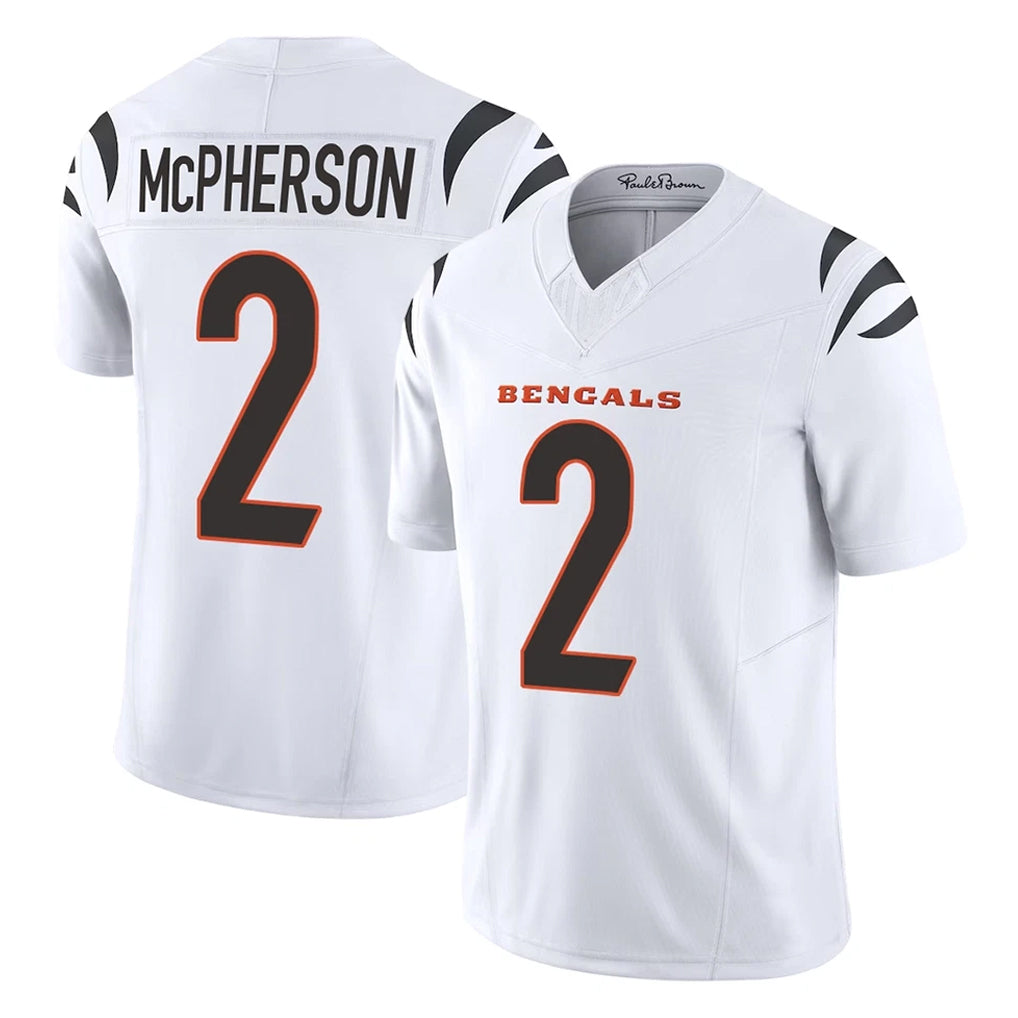 C.Bengals #2 Evan McPherson Player White Vapor F.U.S.E. Limited Home Game Gdoa Stitched Jerseys