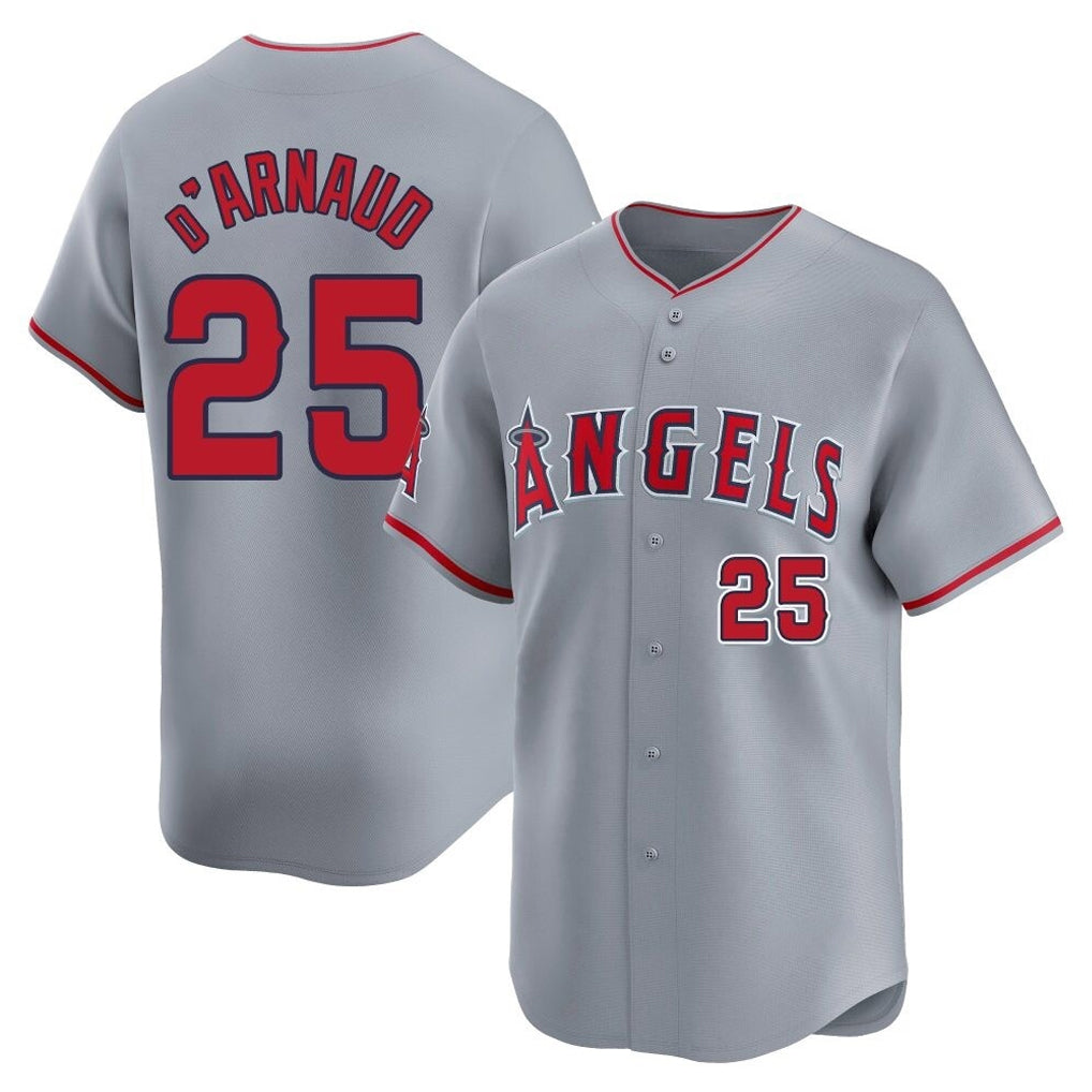 LA.Angels #25 Travis d'Arnaud Player Gray Home Limited Fdoa Stitched Jerseys