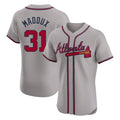 A.Braves #31 Greg Maddux Player Gray Limited Elite Home Game Gdoa Stitched Jerseys