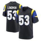 LA.Rams #53 Nate Landman Player Black Midnight Rivalries Collection Home Game Gdoa Stitched Jerseys