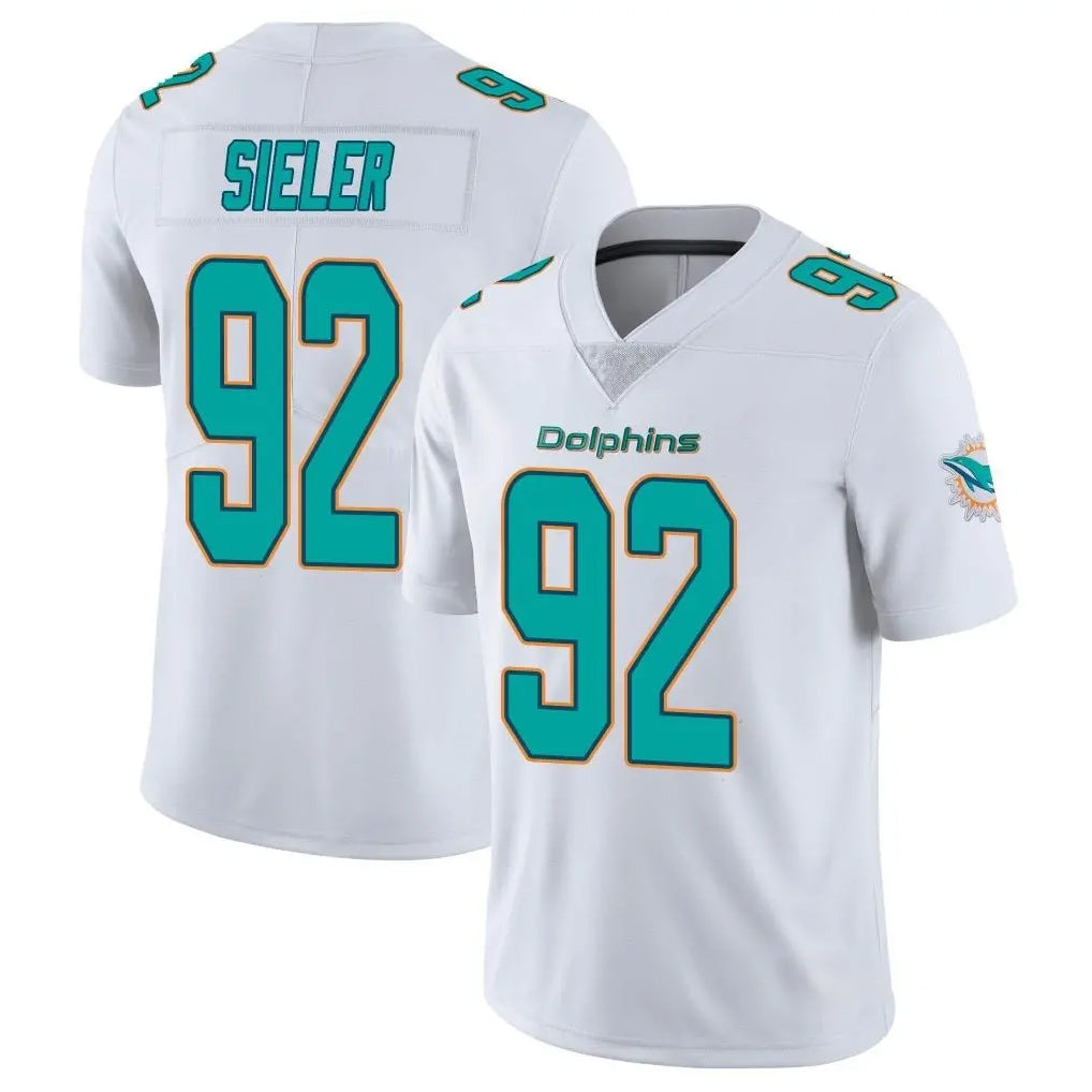 M.Dolphins #92 Zach Sieler Player White Limited Vapor Untouchable Home Game Gdoa Stitched Jerseys