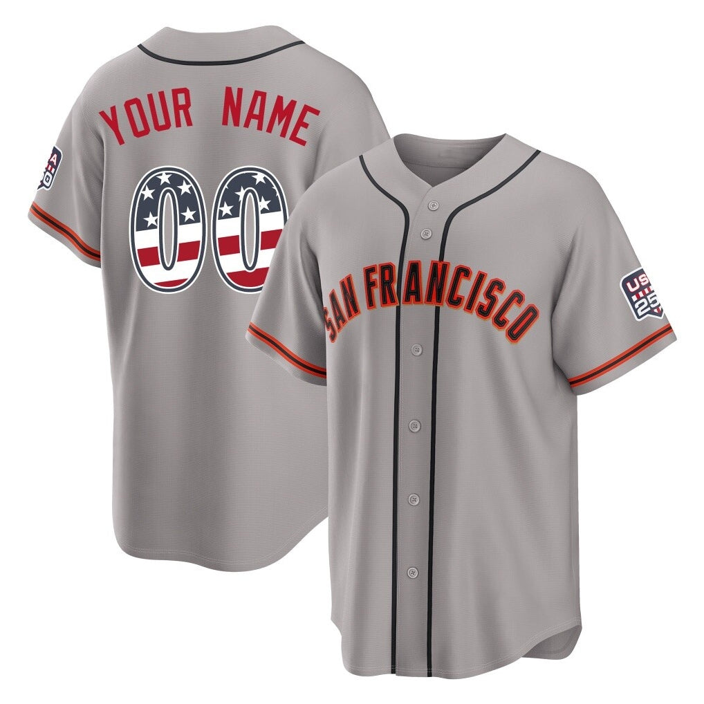 Custom SF.Giants Gray USA 250 Fourth Of July Limited Home Game Any Name & Number Gdoa Stitched Jerseys