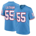 T.Titans #55 JC Latham Player Light Blue Oilers Throwback Home Game Gdoa Stitched Jerseys