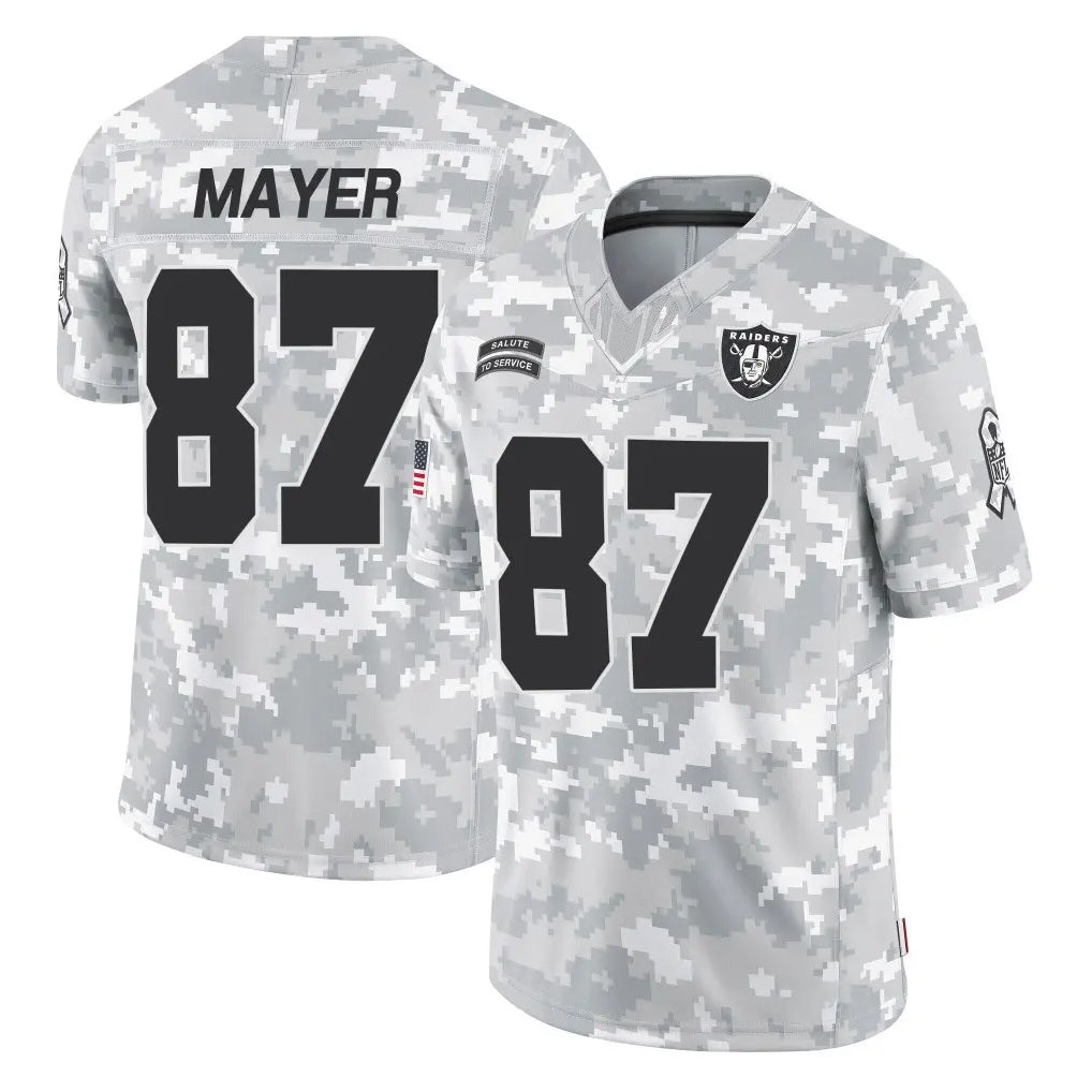 LV.Raiders #87 Michael Mayer Player Arctic Camo Salute To Service Limited Game Gdoa Stitched Jerseys