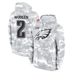 P.Eagles #2 Riq Woolen Player Arctic Camo Salute to Service Pullover Hoodies Limited Game Gdoa Stitched Jerseys