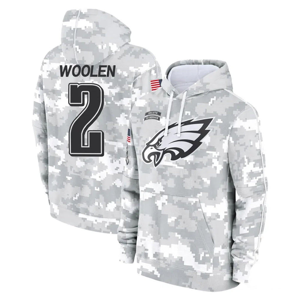 P.Eagles #2 Riq Woolen Player Arctic Camo Salute to Service Pullover Hoodies Limited Game Gdoa Stitched Jerseys