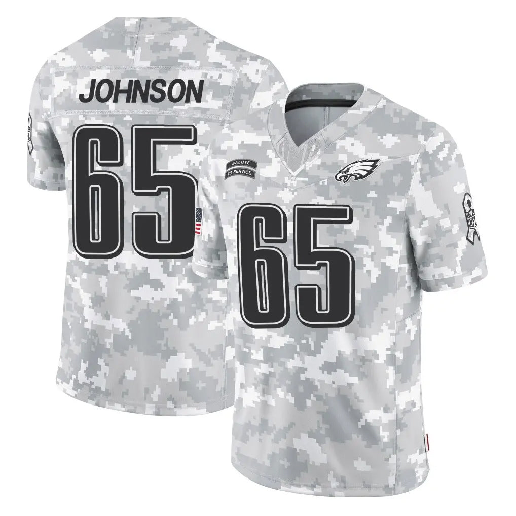 P.Eagles #65 Lane Johnson Player Arctic Camo Salute to Service Limited Game Gdoa Stitched Jerseys