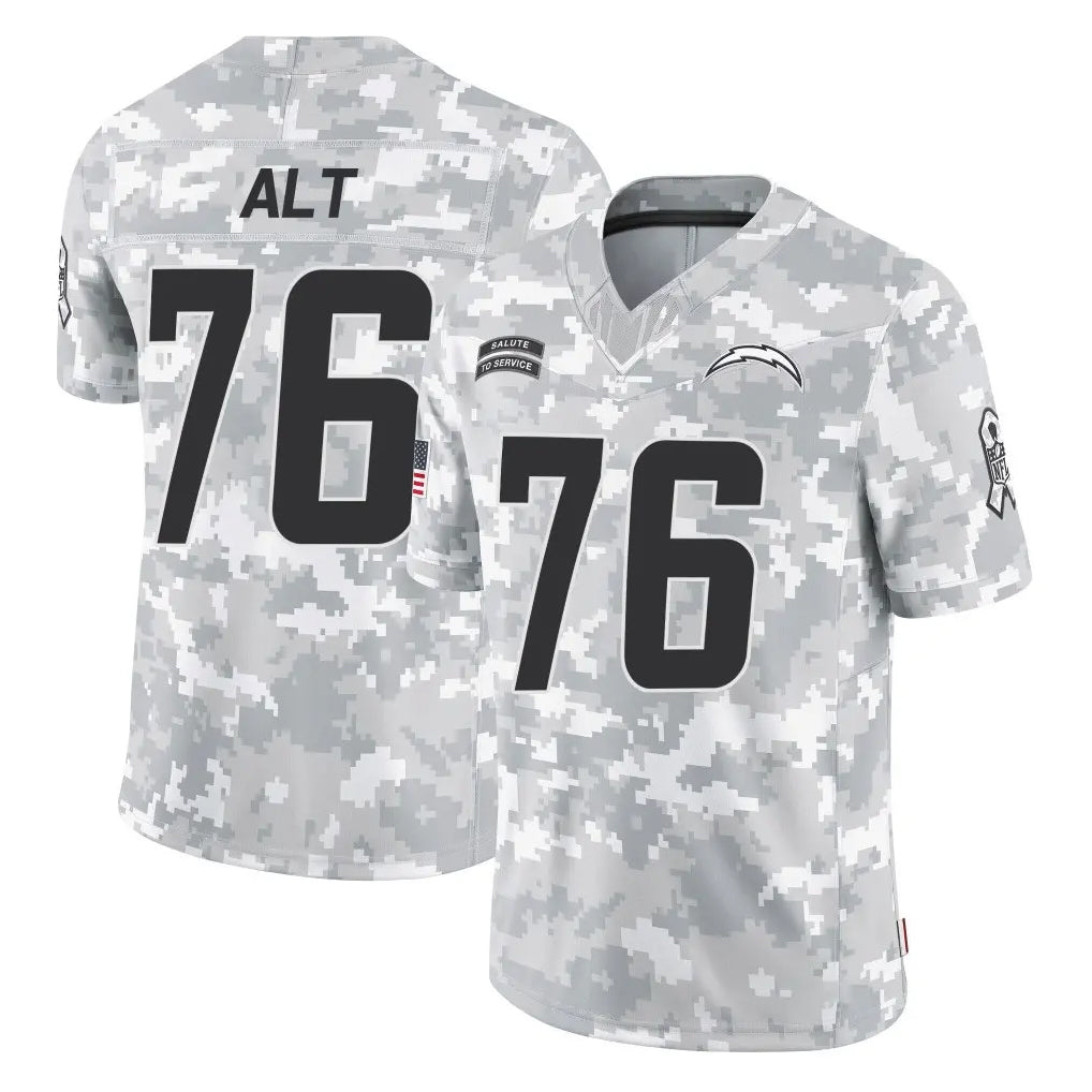 LA.Chargers #76 Joe Alt Player Arctic Camo Salute To Service Limited Game Gdoa Stitched Jerseys