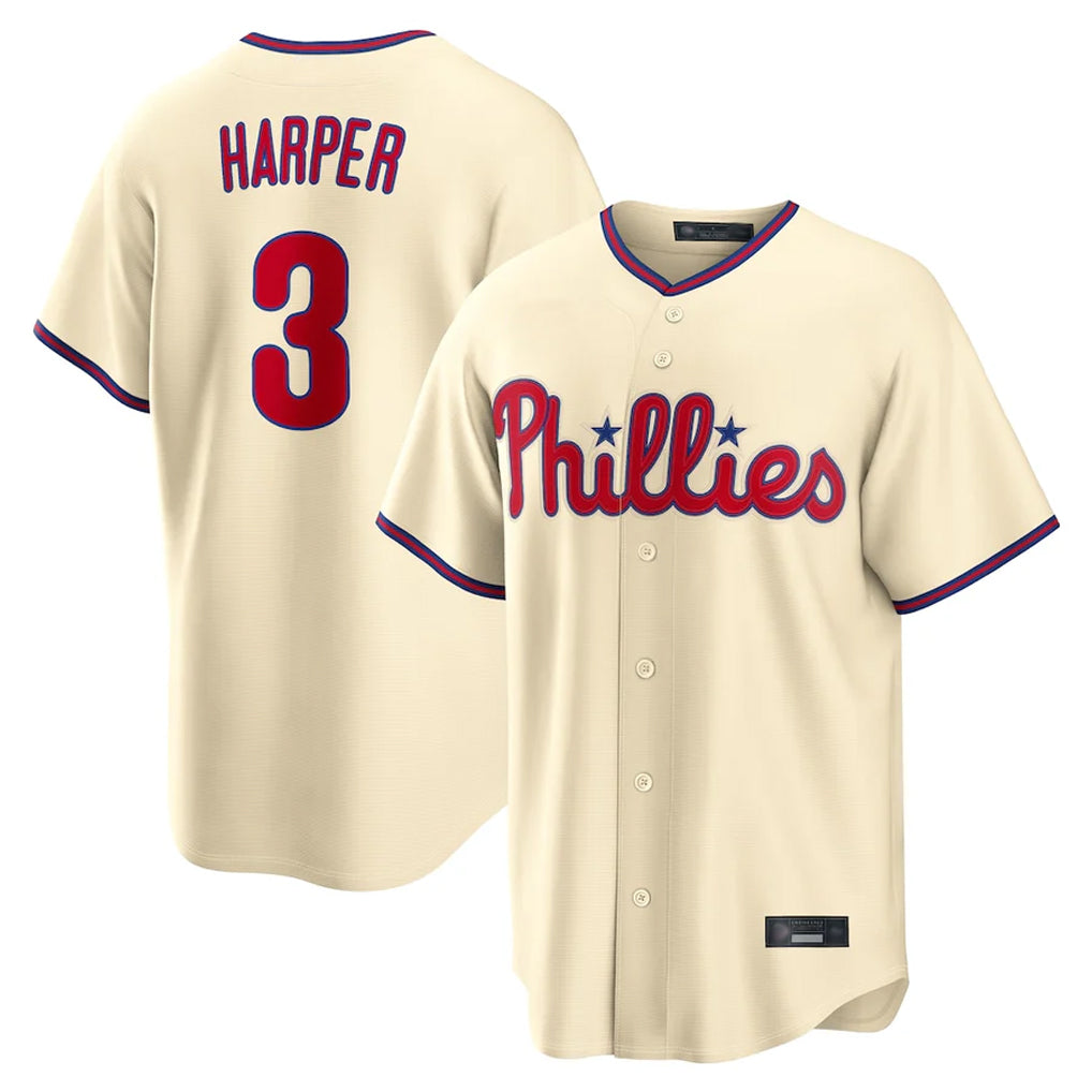 P.Phillies #3 Bryce Harper Player Cream Home Game Fdoa Stitched Jerseys