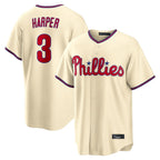 P.Phillies #3 Bryce Harper Player Cream Home Game Fdoa Stitched Jerseys