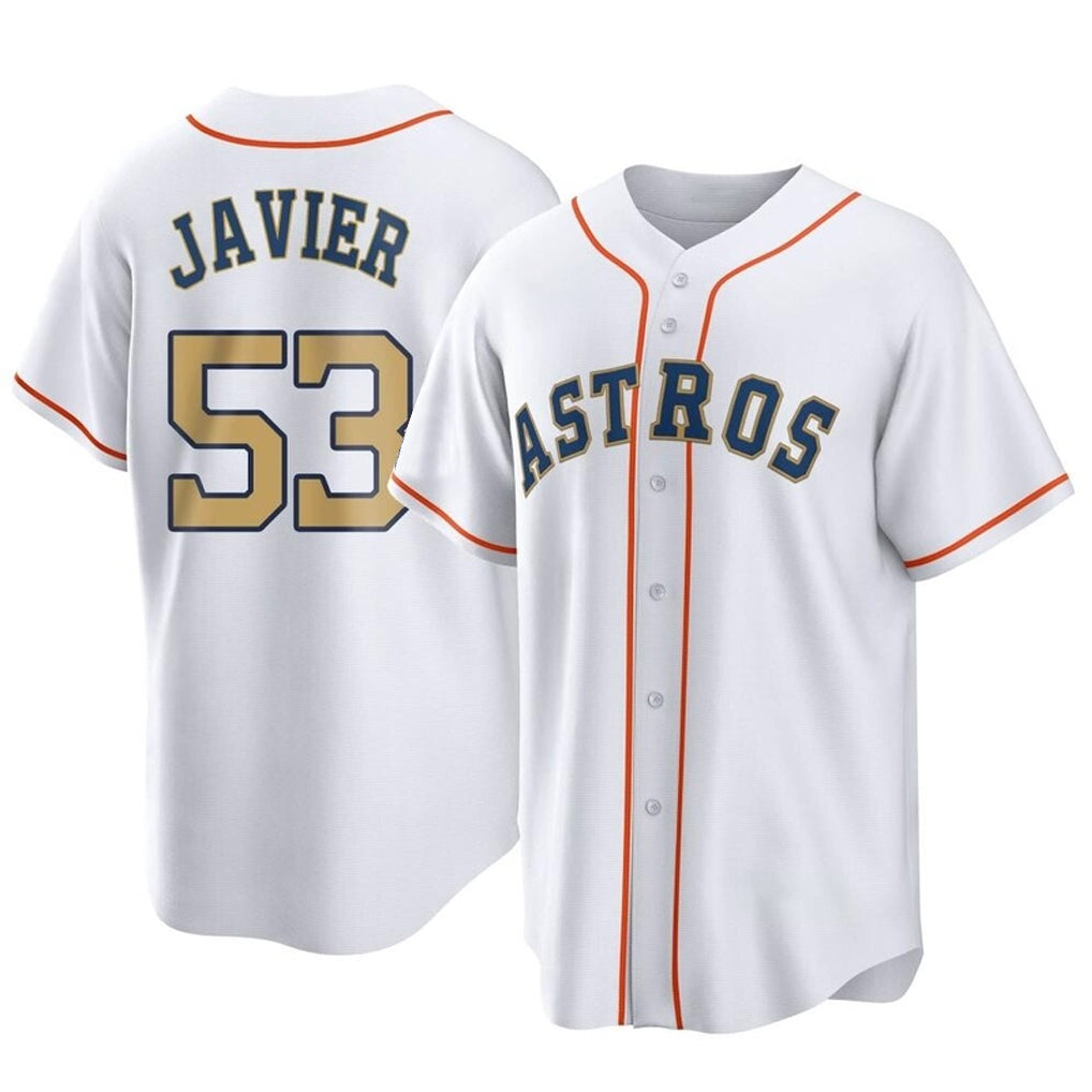 H.Astros #53 Cristian Javier Player Gold Collection Game Home Gdoa Stitched Jerseys