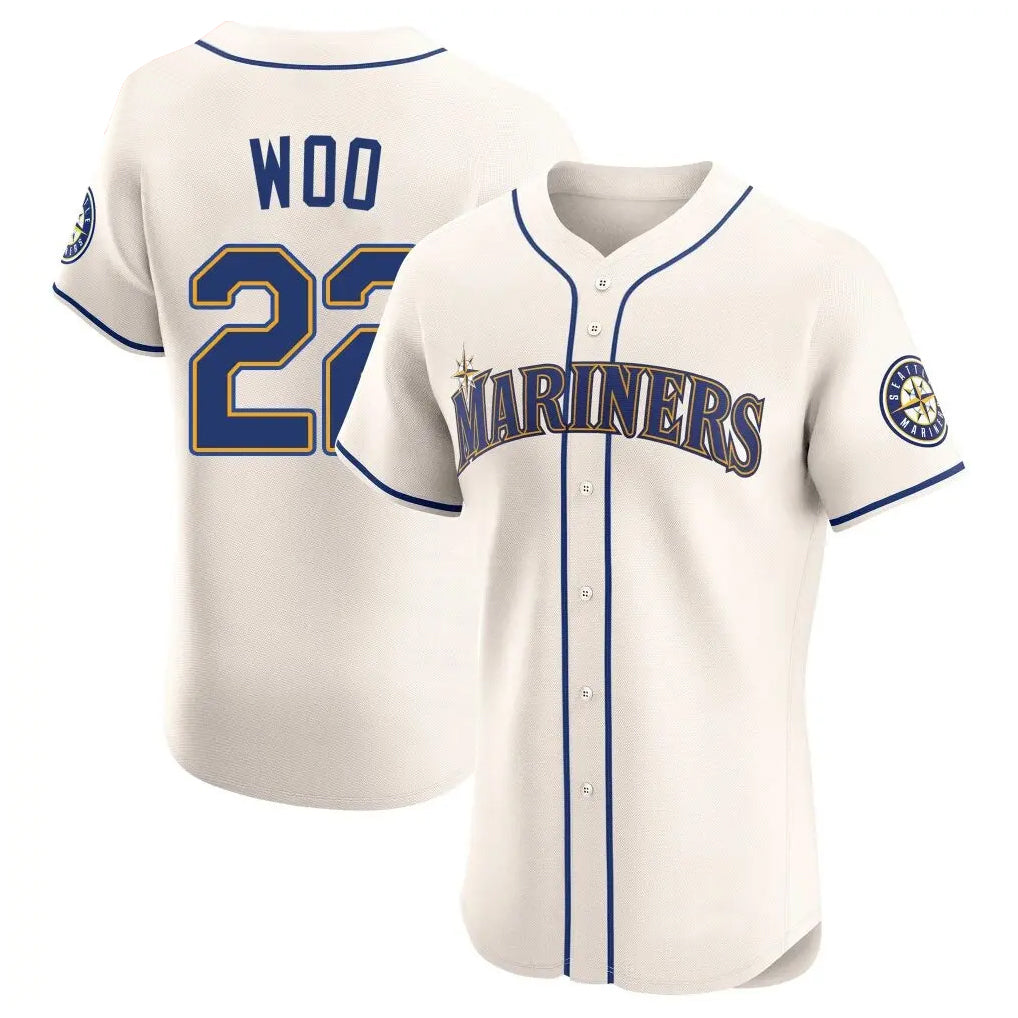 S.Mariners #22 Bryan Woo Player Cream Home Limited Elite Fdoa Stitched Jerseys