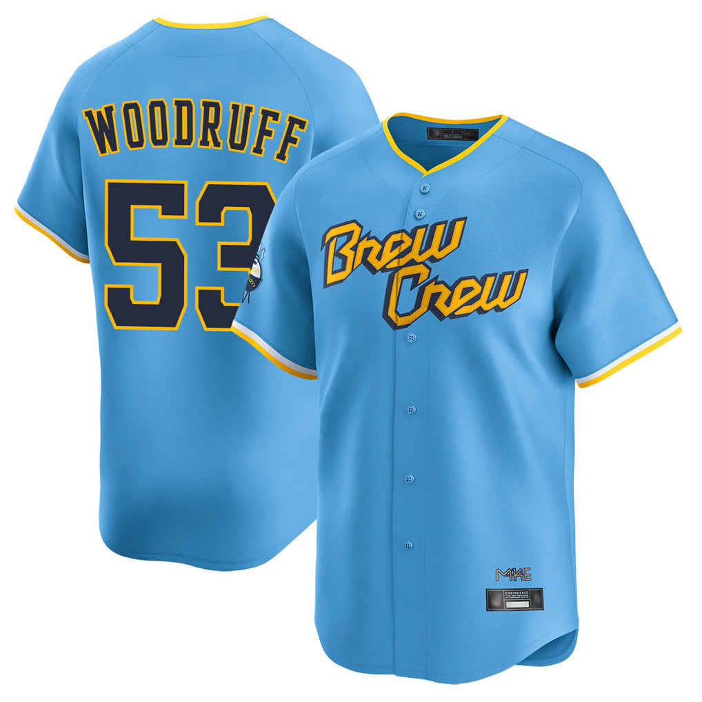 M.Brewers #53 Brandon Woodruff Player Light Blue City Connect Home Limited Fdoa Stitched Jerseys