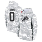 D.Lions #0 Jahmyr Gibbs Player Arctic Camo Salute to Service Hoodies Limited Game Gdoa Stitched Jerseys