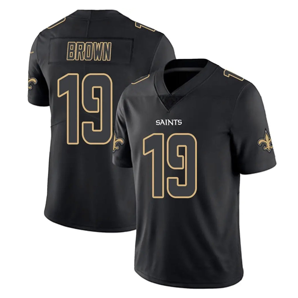 NO.Saints #19 Barion Brown Player Black Impact Limited Home Game Gdoa Stitched Jerseys