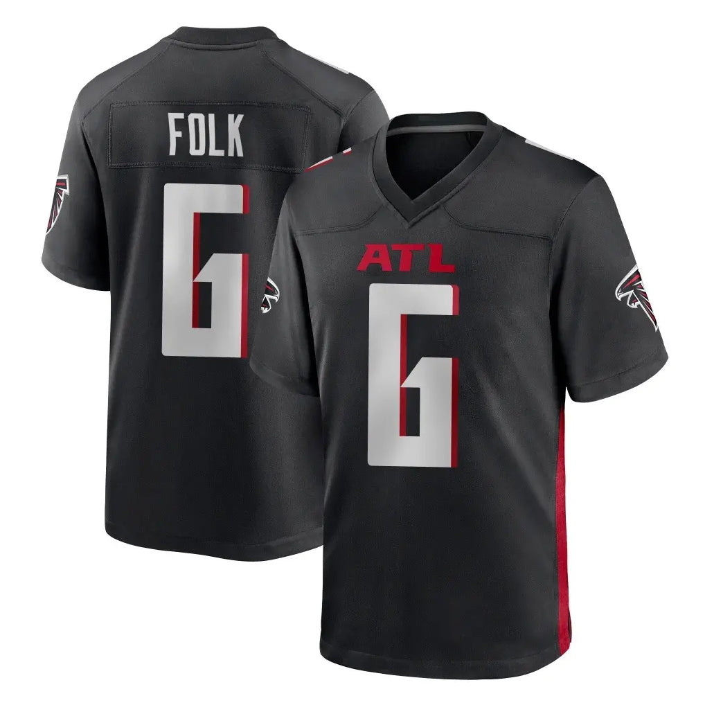 A.Falcons #6 Nick Folk Player Black Home Game Gdoa Stitched Jerseys