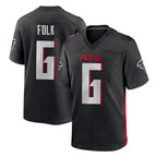 A.Falcons #6 Nick Folk Player Black Home Game Gdoa Stitched Jerseys