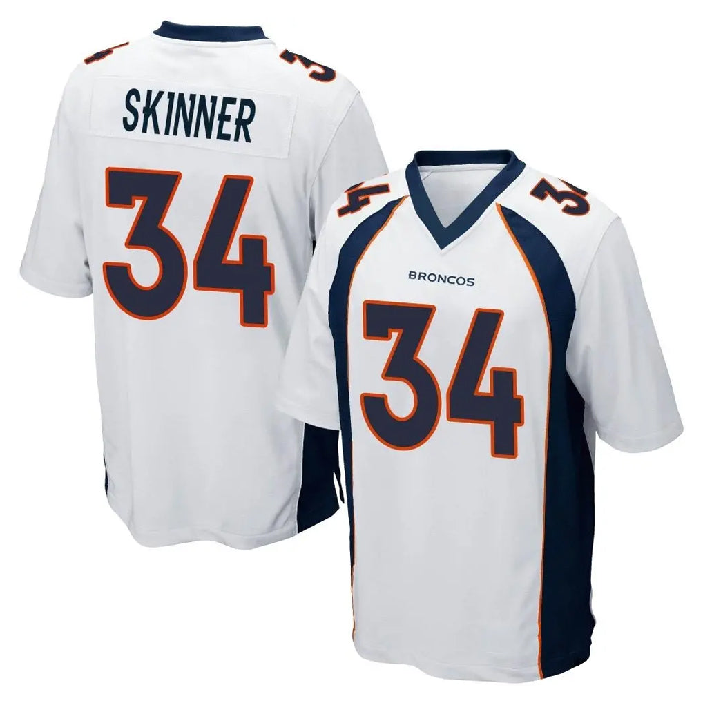 D.Broncos #34 JL Skinner Player White Game Gdoa Stitched Jerseys