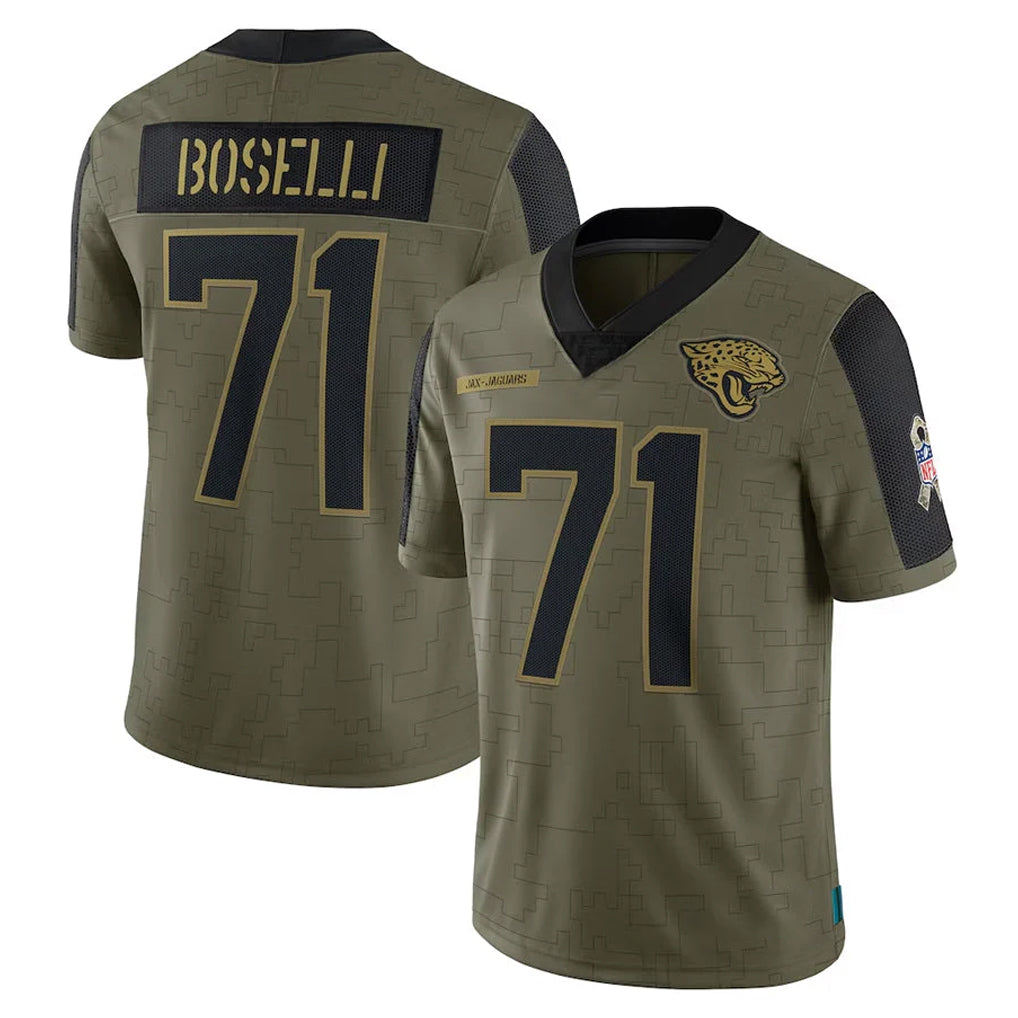 J.Jaguars #71 Tony Boselli Player Olive Salute To Service Limited Game Gdoa Stitched Jerseys