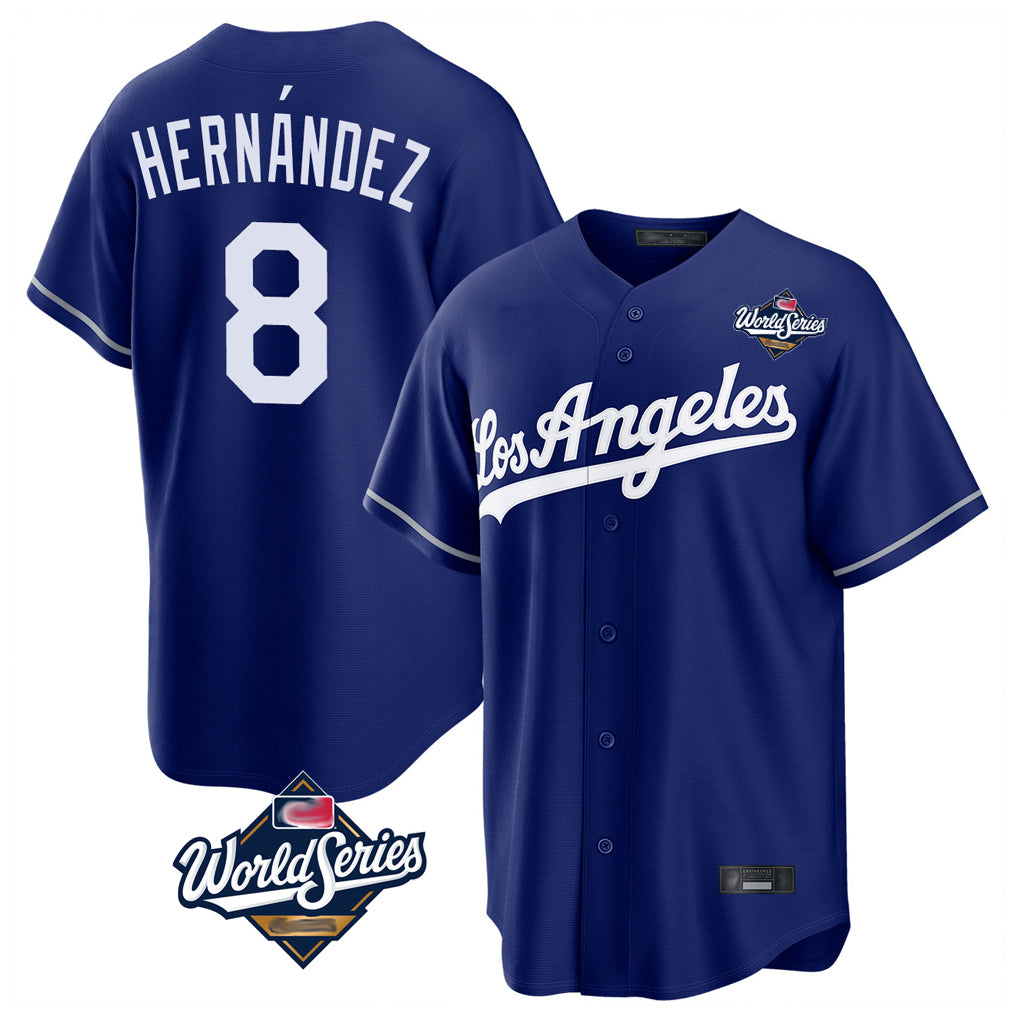 LA.Dodgers #8 Enrique Hern¨¢ndez Player Royal World Series Game Fdoa Stitched Jerseys