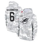 M.Dolphins #6 Malik Washington Player Arctic Camo Salute to Service Hoodies Limited Game Gdoa Stitched Jerseys