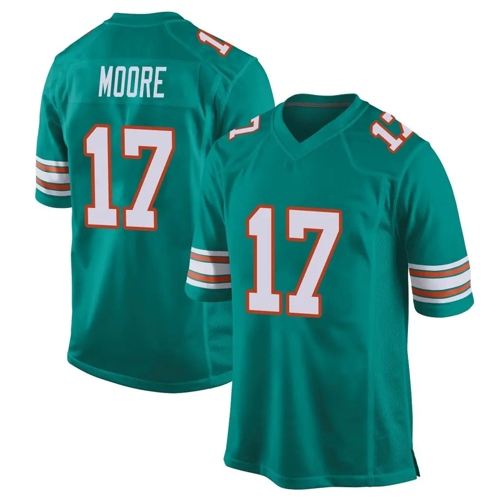 M.Dolphins #17 Trey Moore Player Aqua Alternate Home Game Gdoa Stitched Jerseys