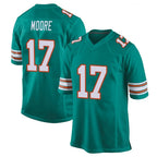 M.Dolphins #17 Trey Moore Player Aqua Alternate Home Game Gdoa Stitched Jerseys