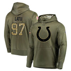 IN.Colts #97 Laiatu Latu Player Olive Salute to Service Pullover Hoodies Home Game Gdoa Stitched Jerseys