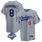 LA.Dodgers #8 Enrique Hern¨¢ndez Player Gray World Series Meet Game Home Fdoa Stitched Jerseys