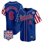 B.Orioles #6 Ryan Mountcastle Player Royal USA 250 Independence Day Vapor Premier Limited Home Game Gdoa Stitched Jerseys