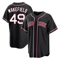 B.Red Sox #49 Tim Wakefield Player Black Out Home Game Gdoa Stitched Jerseys