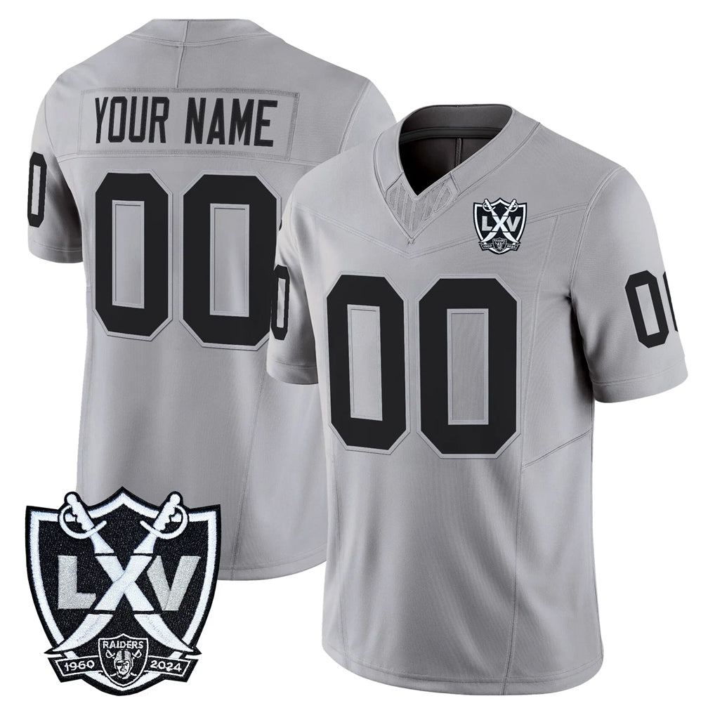 Custom LV.Raiders Gray 2026 Vapor Limited Home Game Any Name & Numbers Gdoa Stitched Jerseys