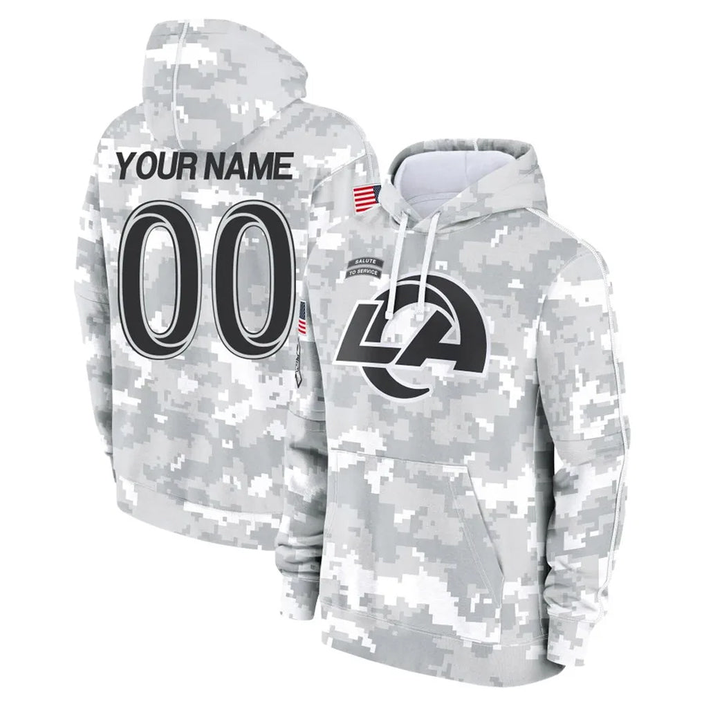 Custom LA.Rams Arctic Camo Salute to Service Hoodies Limited Game Any Name & Numbers Gdoa Stitched Jerseys