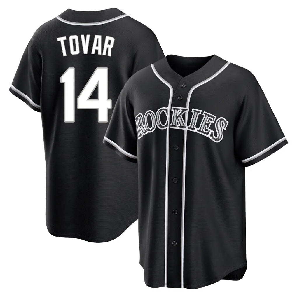 C.Rockies #14 Ezequiel Tovar Player Black Fashion Out Home Game Gdoa Stitched Jerseys