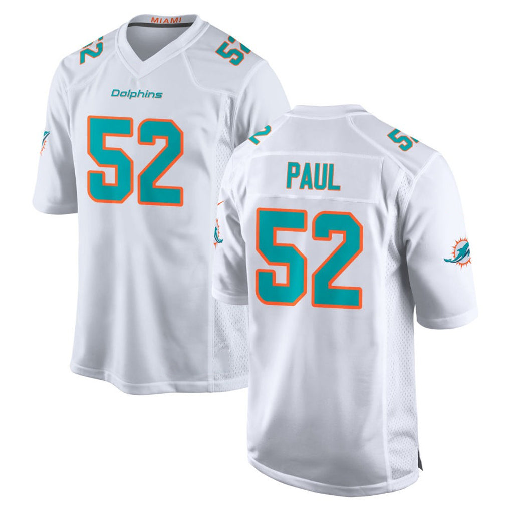 M.Dolphins #52 Patrick Paul Player White Limited Home Game Gdoa Stitched Jerseys