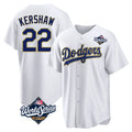 LA.Dodgers #22 Clayton Kershaw Player Gold White World Series 2026 Collection Stadium Game Fdoa Stitched Jerseys