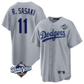 LA.Dodgers #11 Roki Sasaki Player Gray World Series Game Fdoa Stitched Jerseys